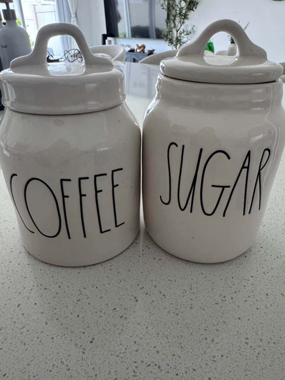 Rae Dunn Neutral White Ceramic Coffee and Sugar Canisters - Set of 2